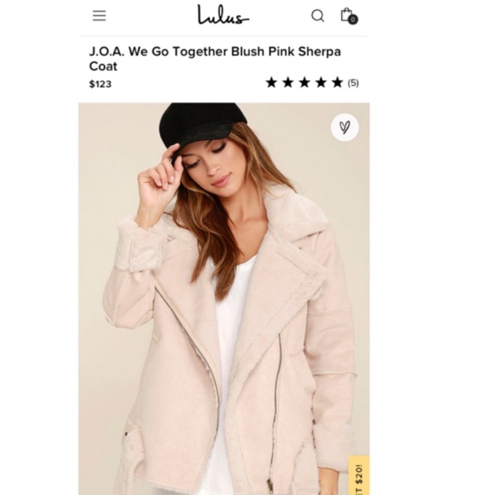 New JOA J.O.A. Lulu’s pink moto aviator faux fur jacket coat We go together